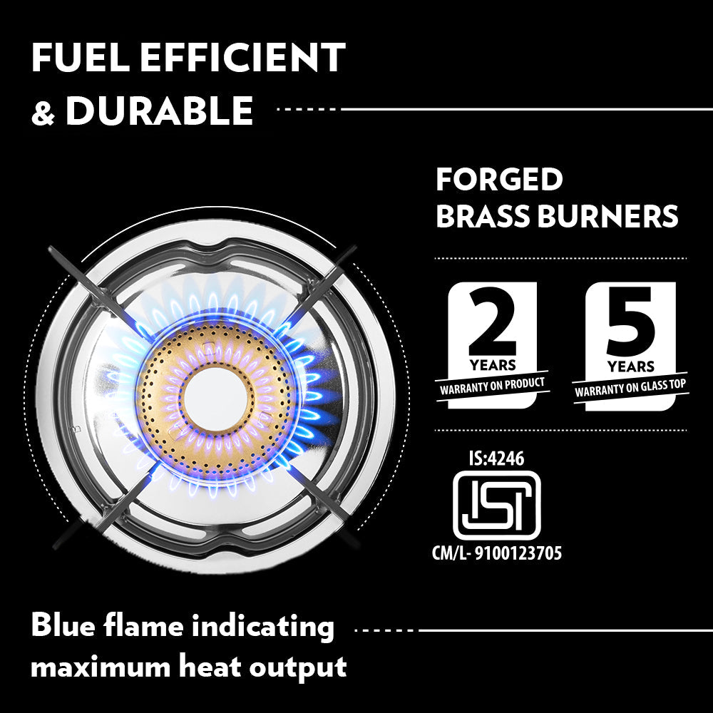 My Borosil Cooktop 2 Burners (1 Large & 1 Small) Borosil Blaze Glass-top Gas stove, 2 Burners