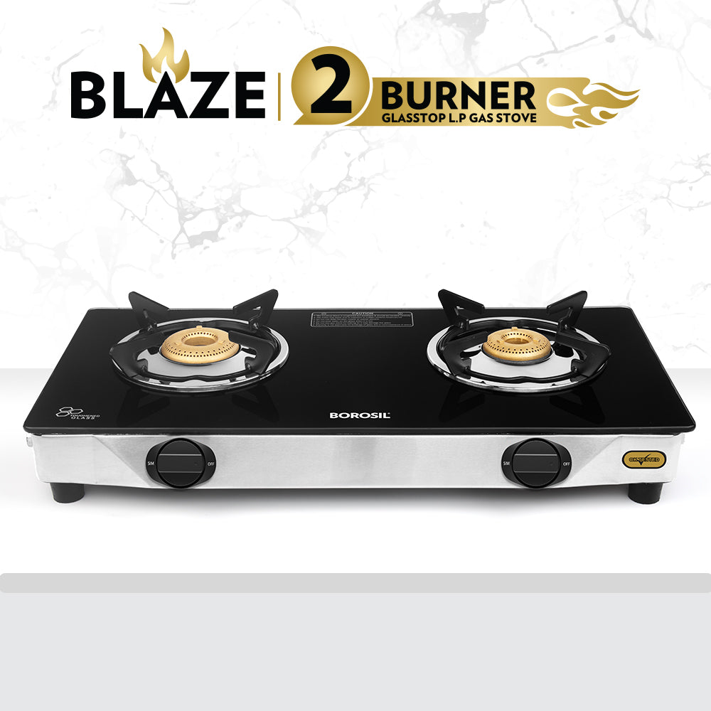 My Borosil Cooktop 2 Burners (1 Large & 1 Small) Borosil Blaze Glass-top Gas stove, 2 Burners
