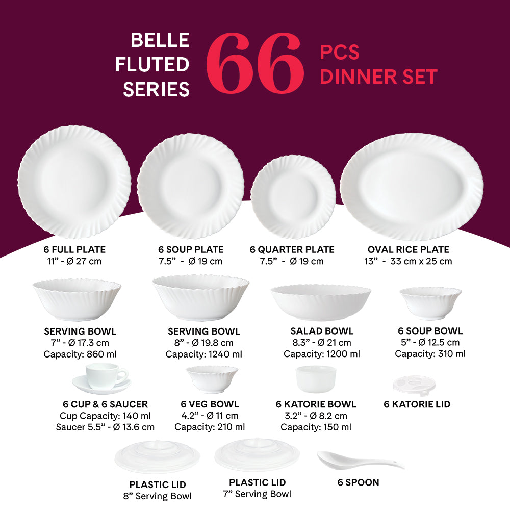 Larah by Borosil Belle Dinner Set, 6 pc