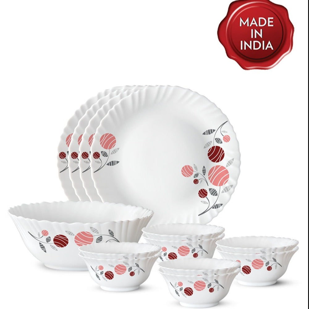 Larah by Borosil, Dahlia Dinner Set, 34 pc