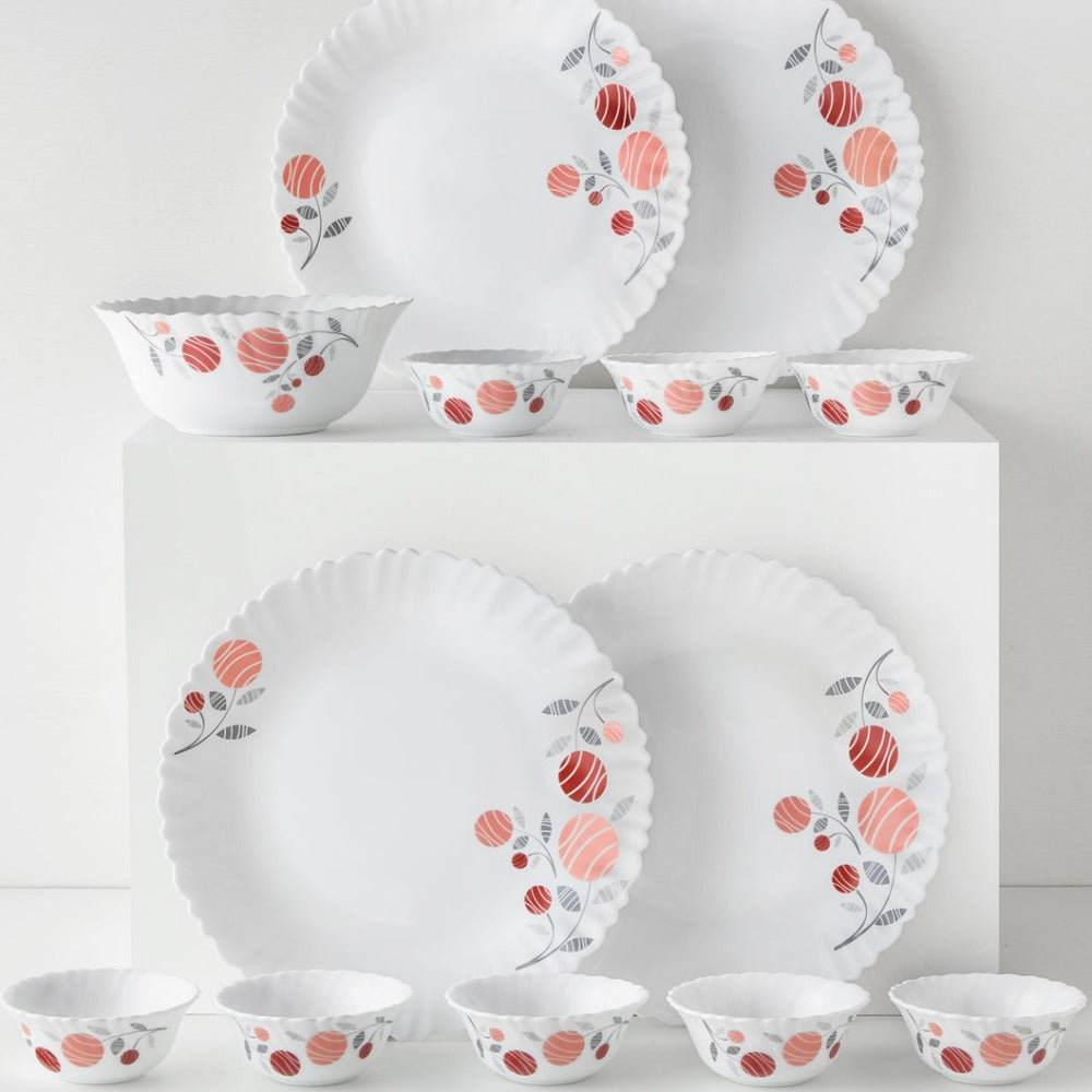 Larah by Borosil, Dahlia Dinner Set, 34 pc