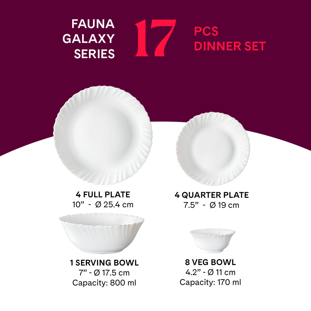 Larah by Borosil, Fauna Dinner Set, 34 pc