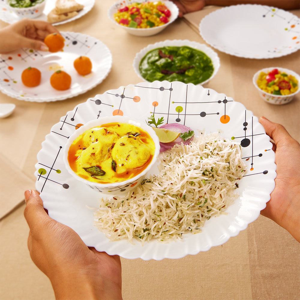 Larah by Borosil, Matrix Dinner Set, 35 pc