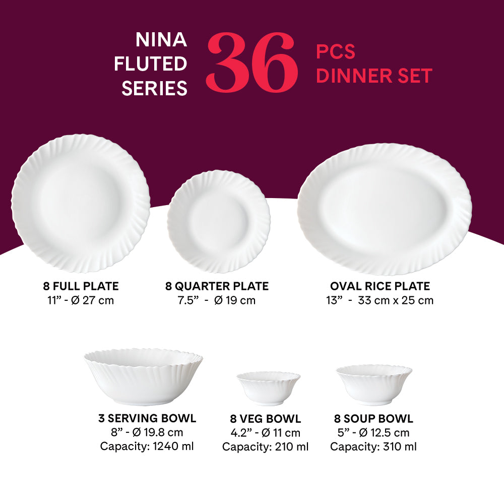 Larah by Borosil Nina Dinner Set, 27 pc