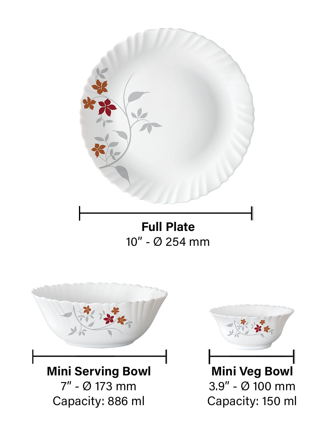 Larah by Borosil, Rosalie Dinner Set, 34 pc