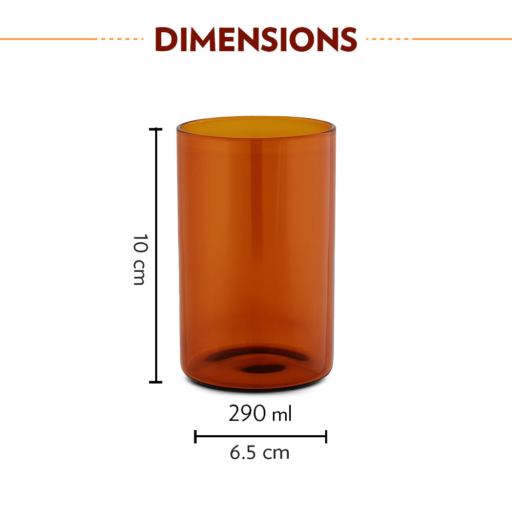 Borosil Vision Amber Glass, Set of 6, 290ml