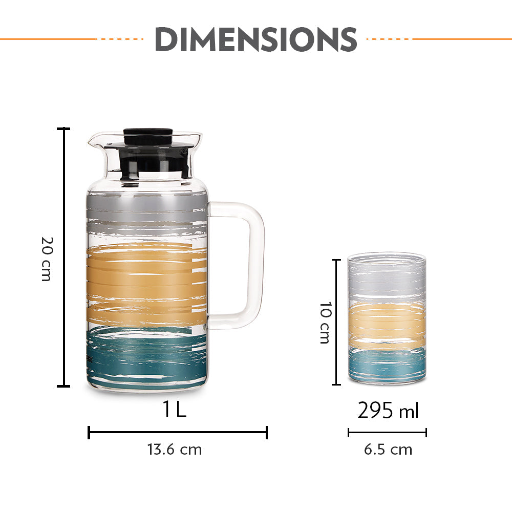 Glance Multipurpose Jug w Glasses, 1L + 295ml x 2