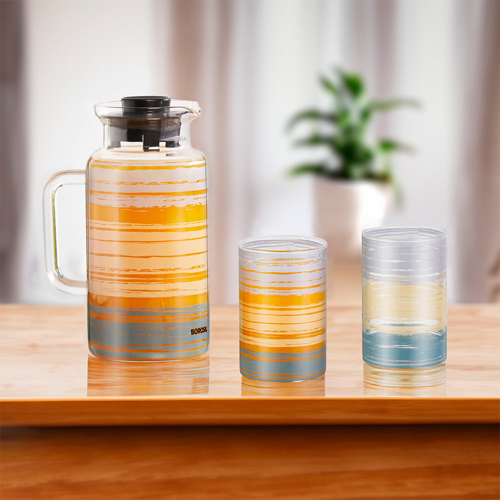 Glance Multipurpose Jug w Glasses, 1L + 295ml x 2