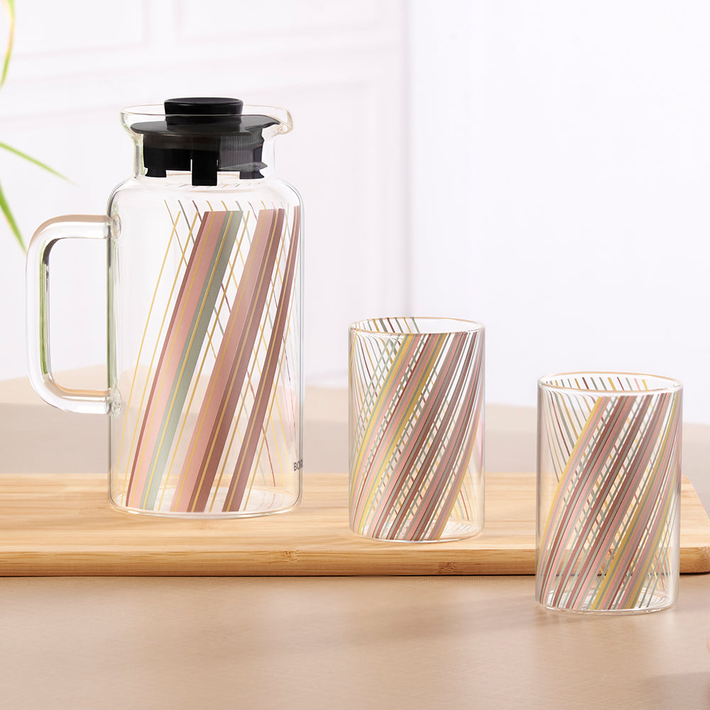 Prism Multipurpose Jug w Glasses, 1L + 295ml x 2