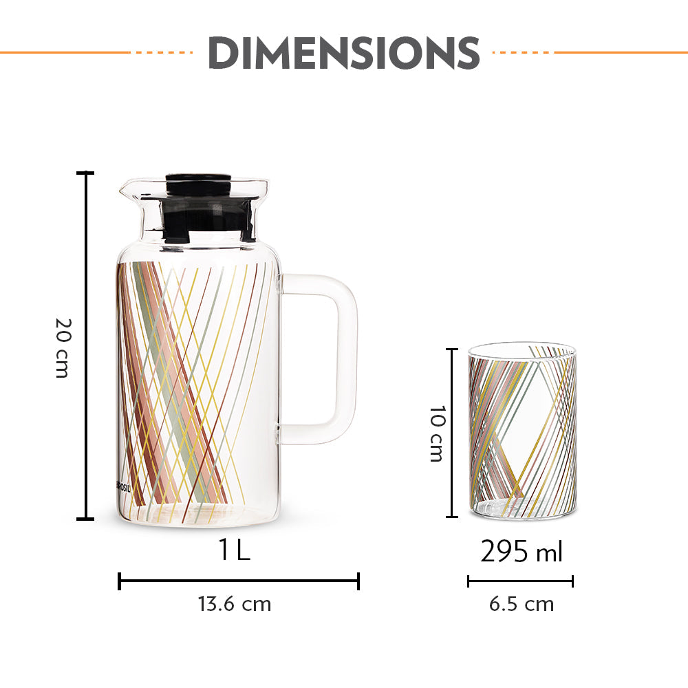 Prism Multipurpose Jug w Glasses, 1L + 295ml x 2