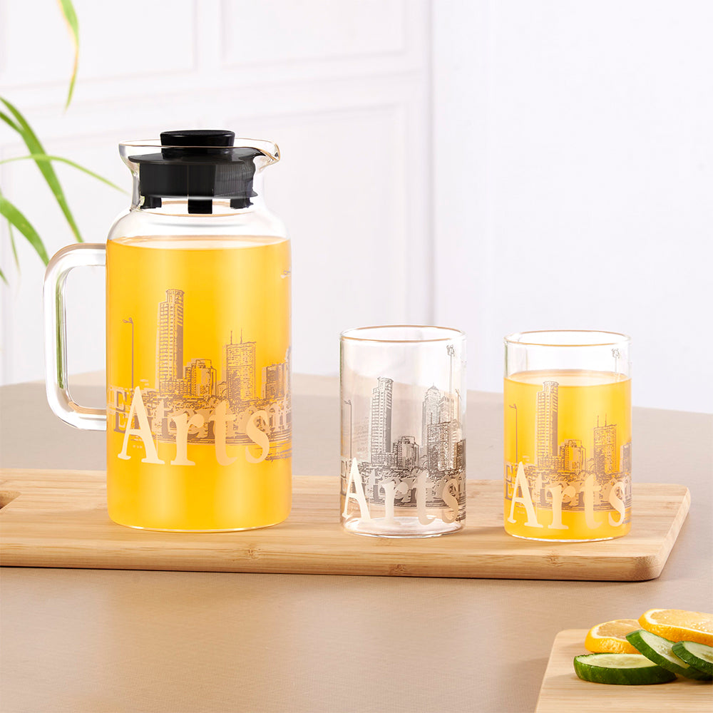 Roma Multipurpose Jug w Glasses, 1L + 295ml x 2