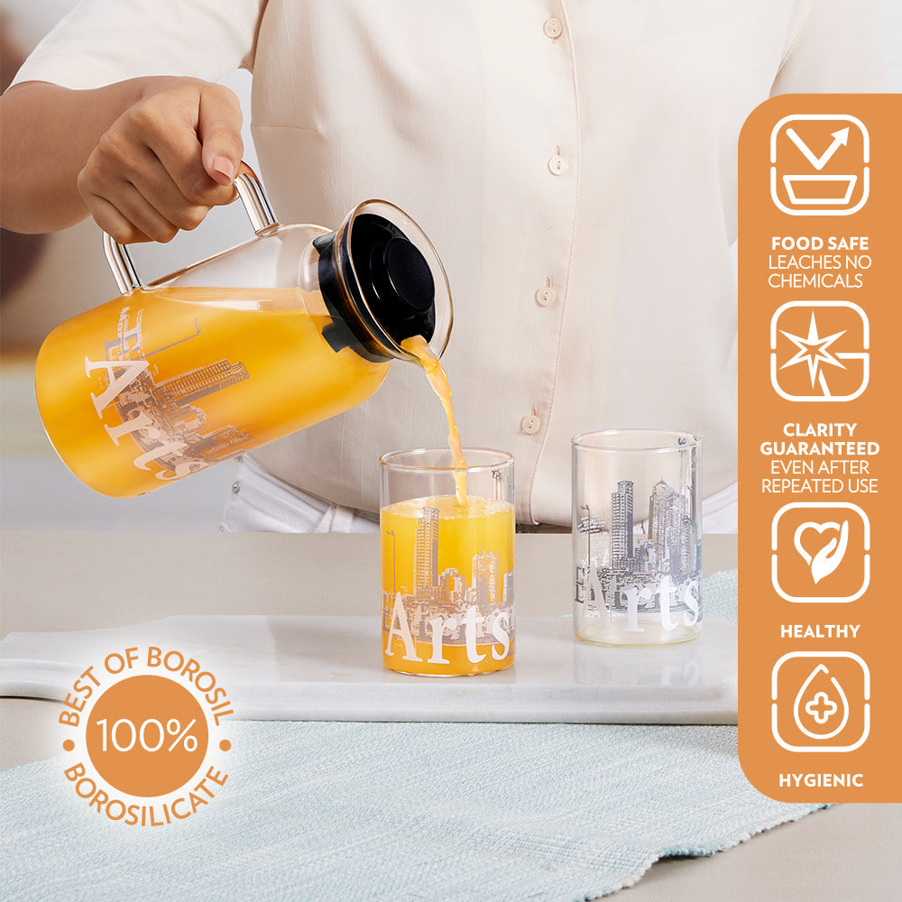 Roma Multipurpose Jug w Glasses, 1L + 295ml x 2