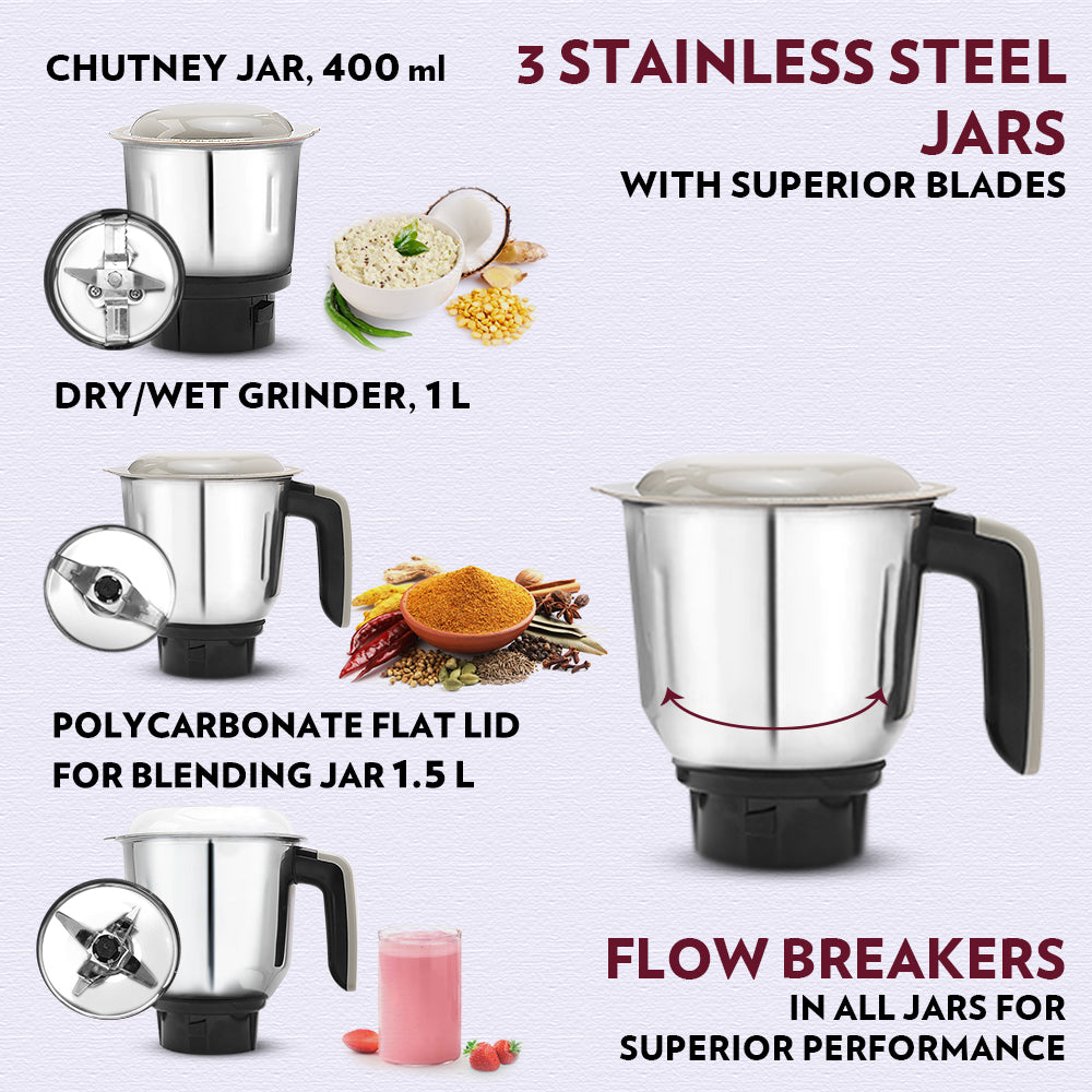My Borosil Mixer Grinders Borosil Infinity Mixer Grinder, 4 Jars