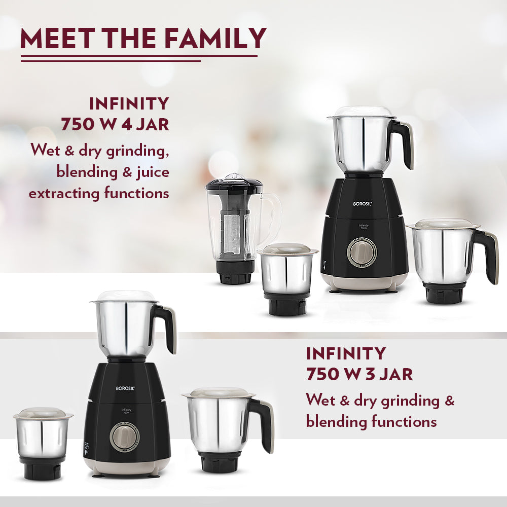 My Borosil Mixer Grinders Borosil Infinity Mixer Grinder, 4 Jars
