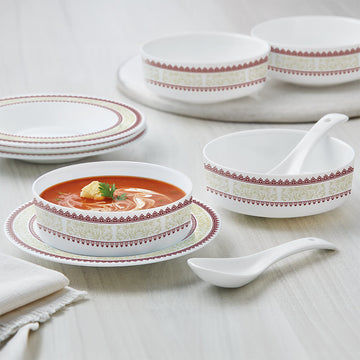 Larah by Borosil Elega Soup Bowl w Saucer Set
