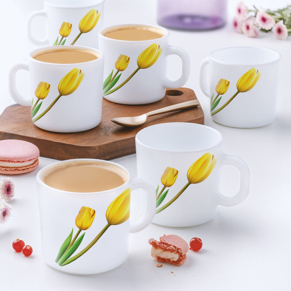 Larah by Borosil Lyana Mug Set, 320ml x 4