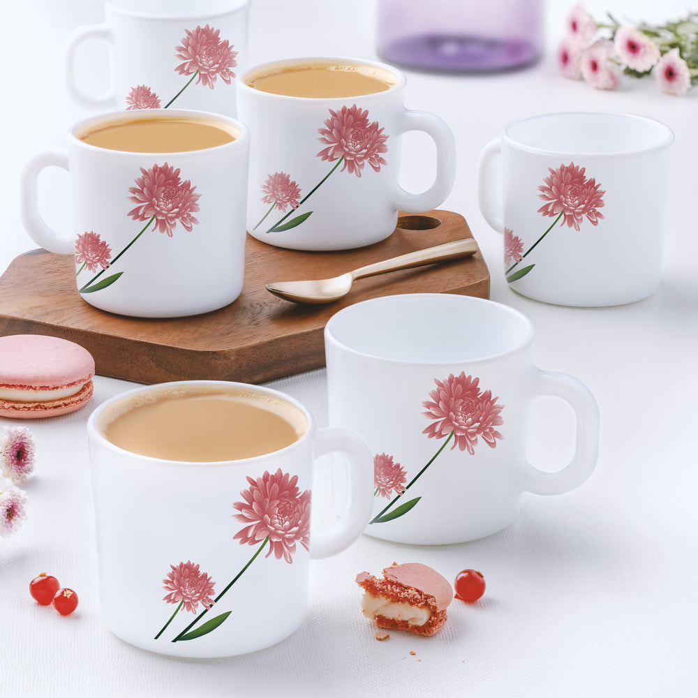 Larah by Borosil Nargis Mug Set, 320ml x 4