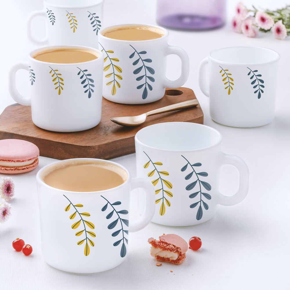 Larah by Borosil Niva Mug Set, 320ml x 4