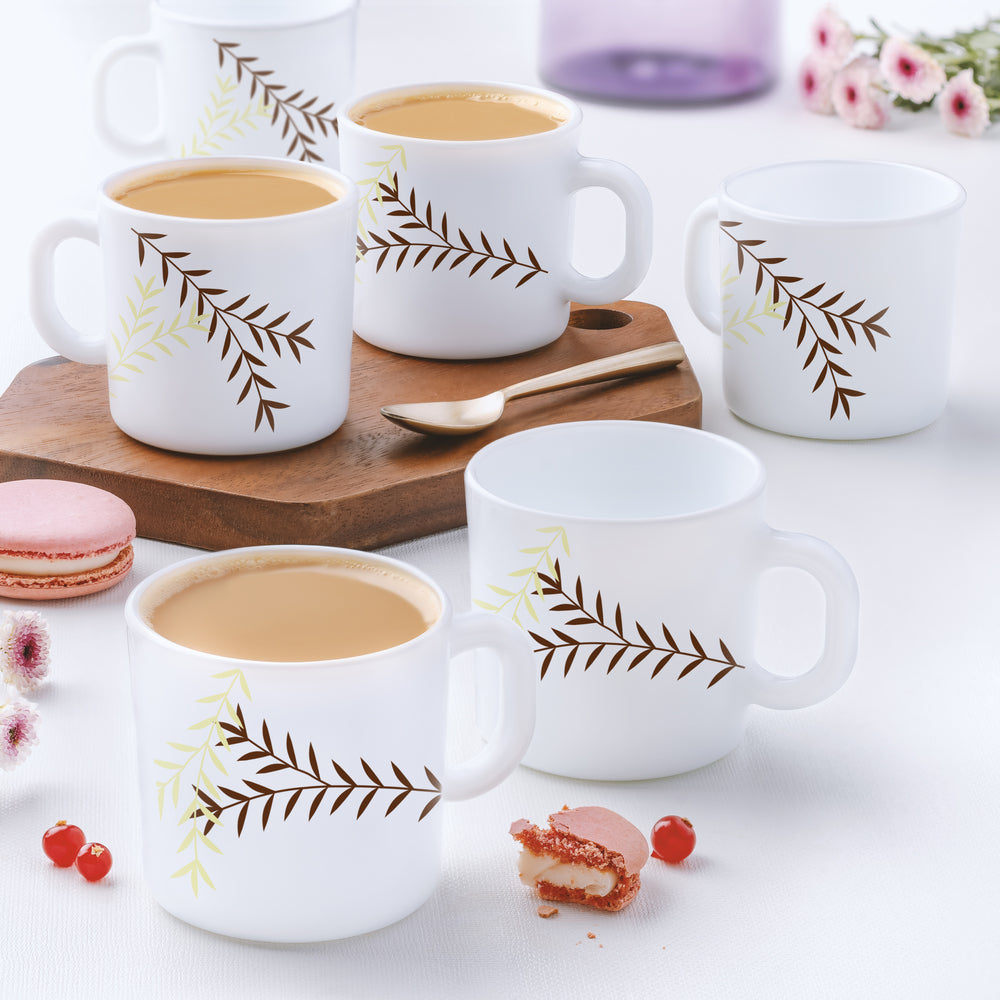 Larah by Borosil Oak Mug Set, 320ml x 4