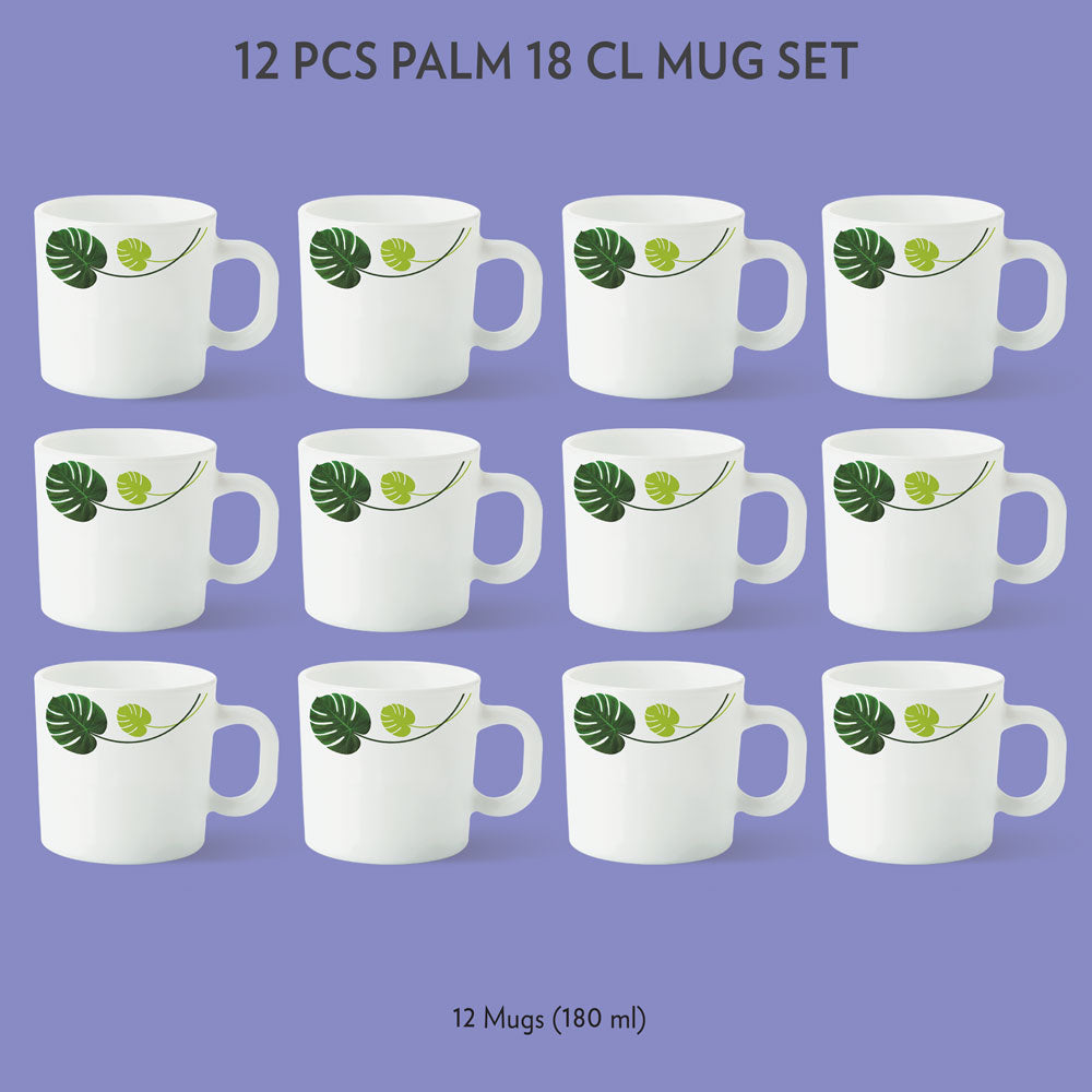 Larah by Borosil Palm Mug Set, 180ml x 6