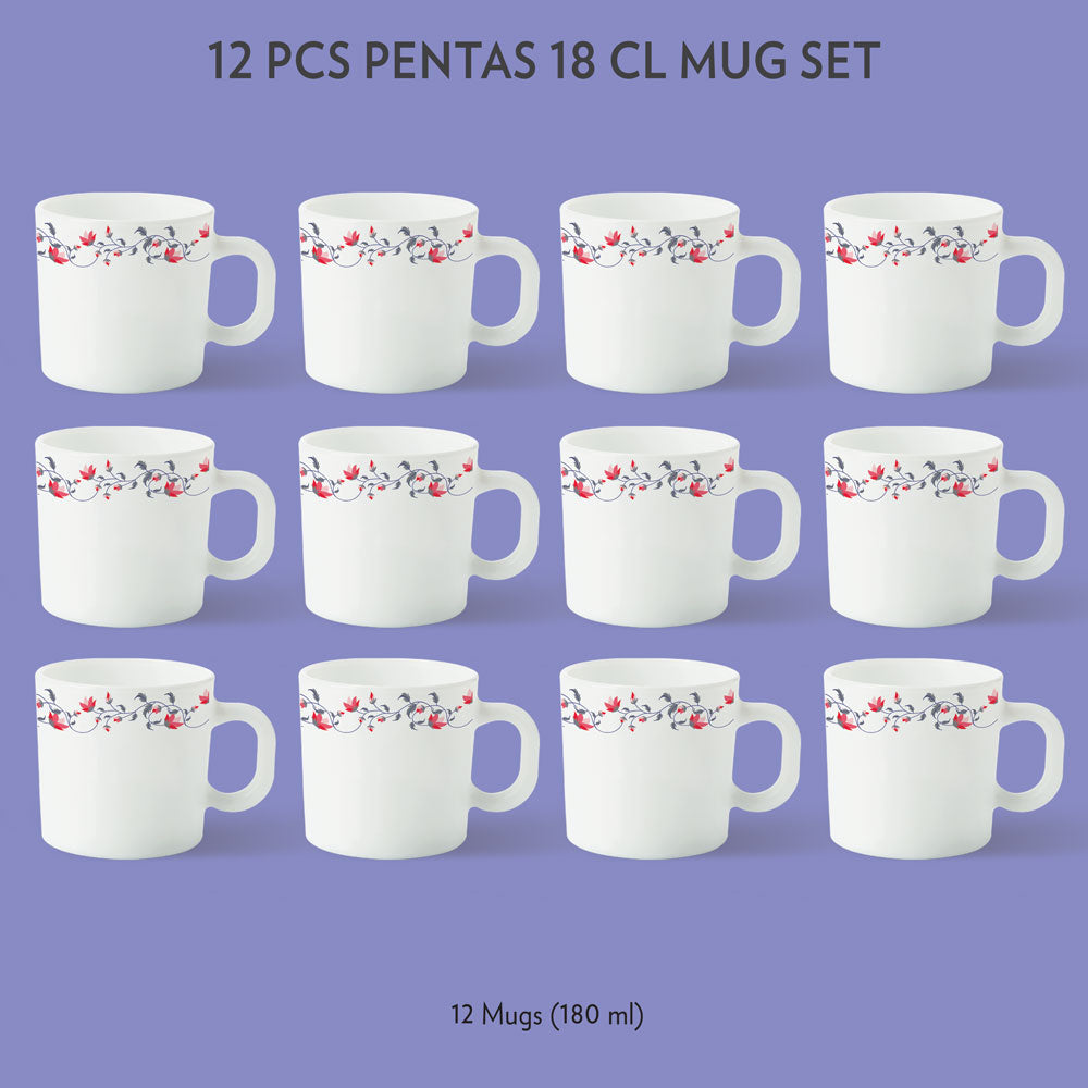 Larah by Borosil Pentas Mug Set, 180ml x 6