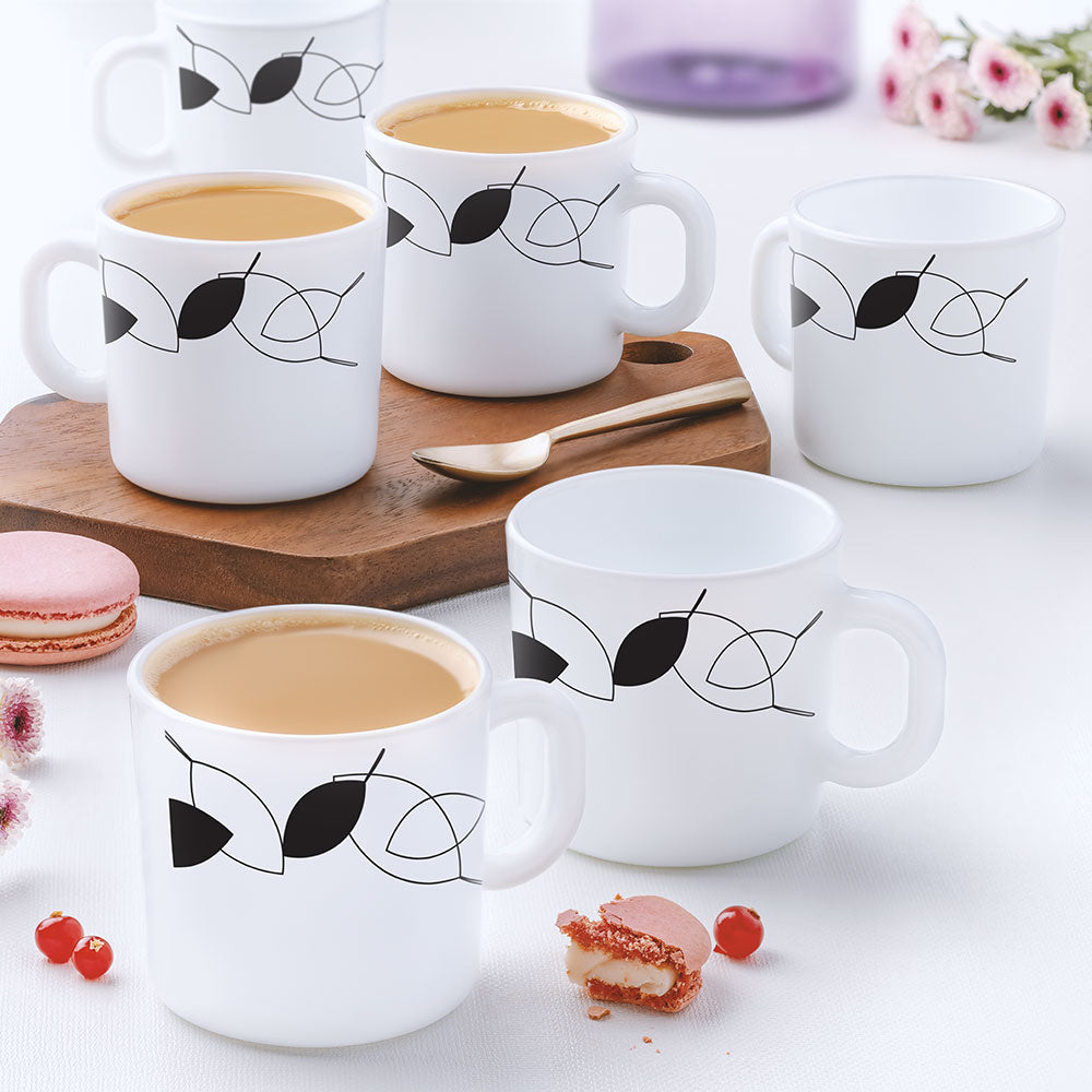 Larah by Borosil Shadow Mug Set, 180ml x 6