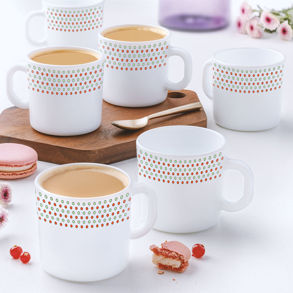 Larah by Borosil Waltz Mug Set, 180ml x 6