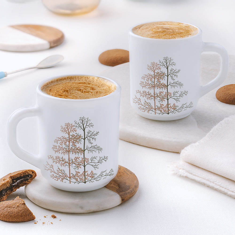 Larah by Borosil Pine Mug Set, 240ml x 2