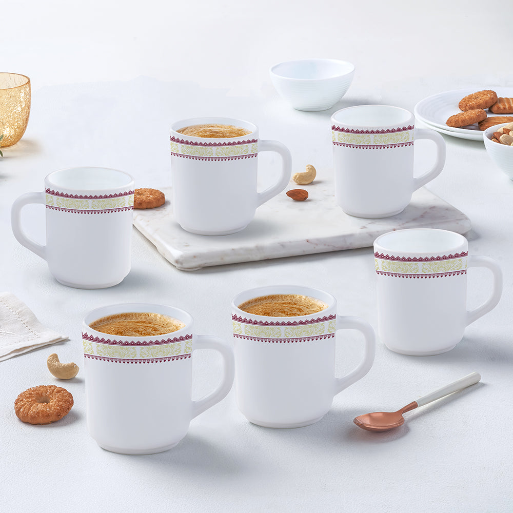 Larah by Borosil Elega Mug Set, 320ml x 4