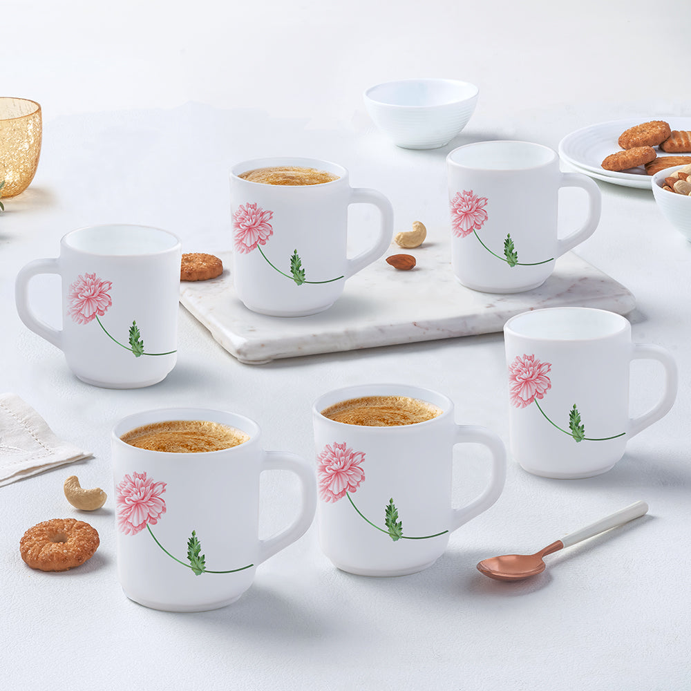 Larah by Borosil Red Mist Mug Set, 240ml x 2