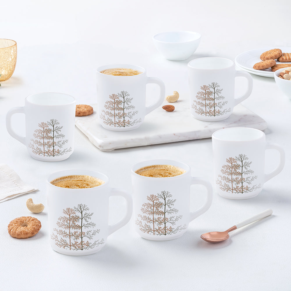 Larah by Borosil Pine Mug Set, 240ml x 2