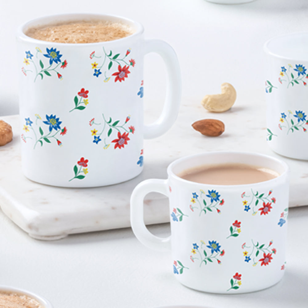 Larah by Borosil Bouquet Mug Set, 240ml x 2