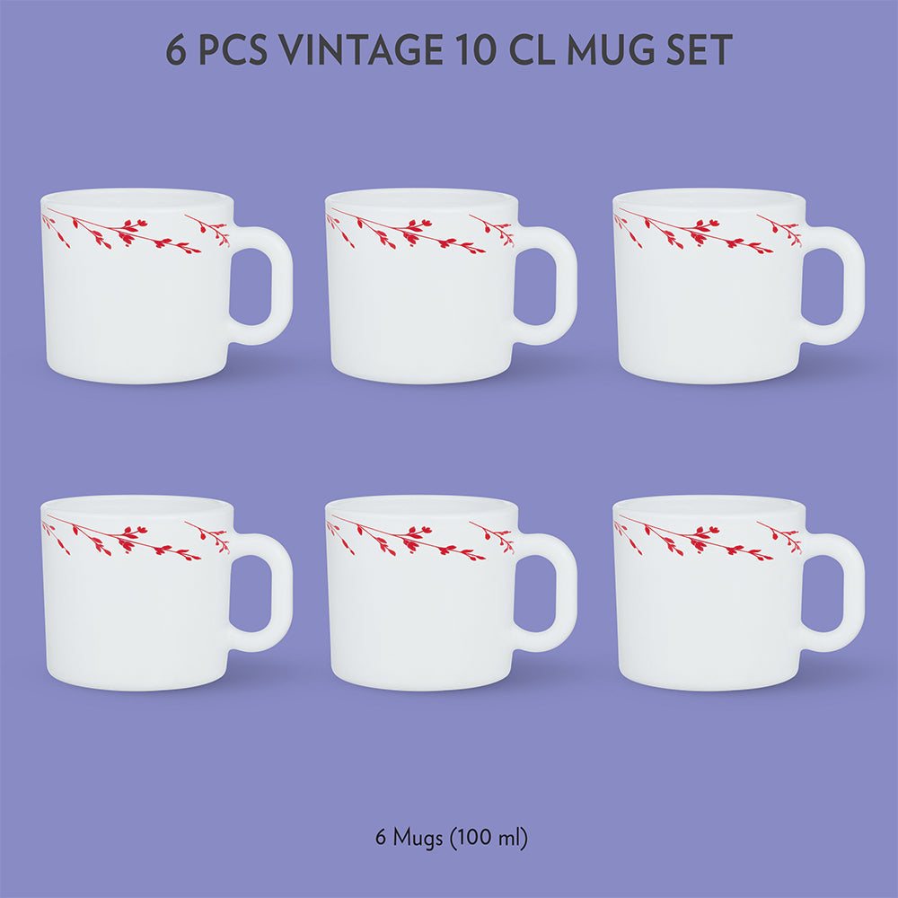 Larah by Borosil Vintage Mug Set, 180ml x 12