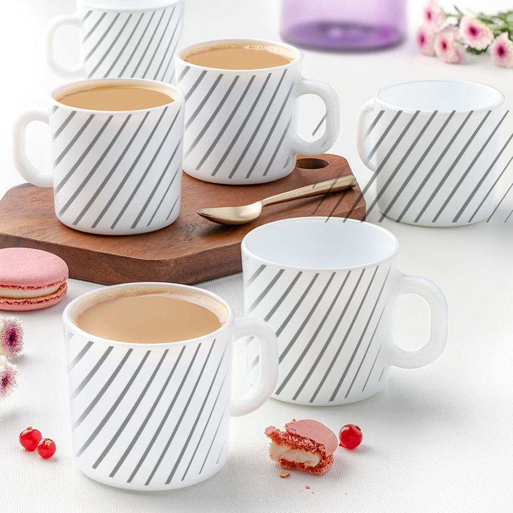 Larah by Borosil Silver Ray Mug Set, 8 pc