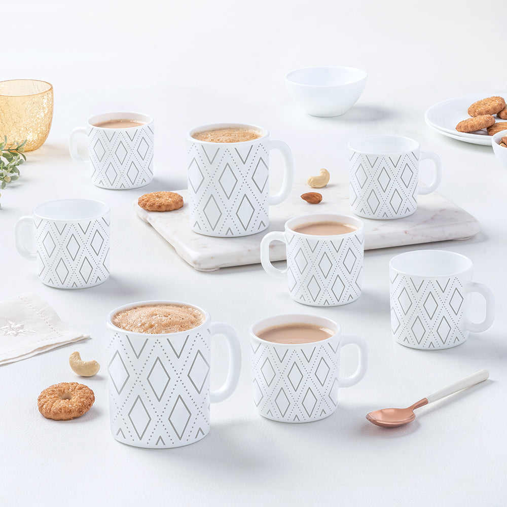 Larah by Borosil Angel Grey Mug Set, 8 pc