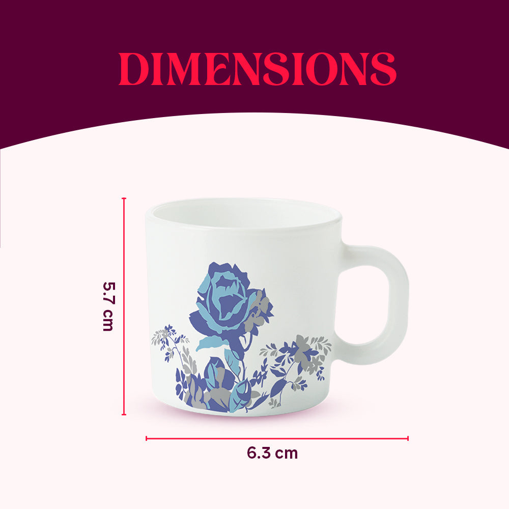 Larah by Borosil Blue Cascade Mug Set, 180ml x 12