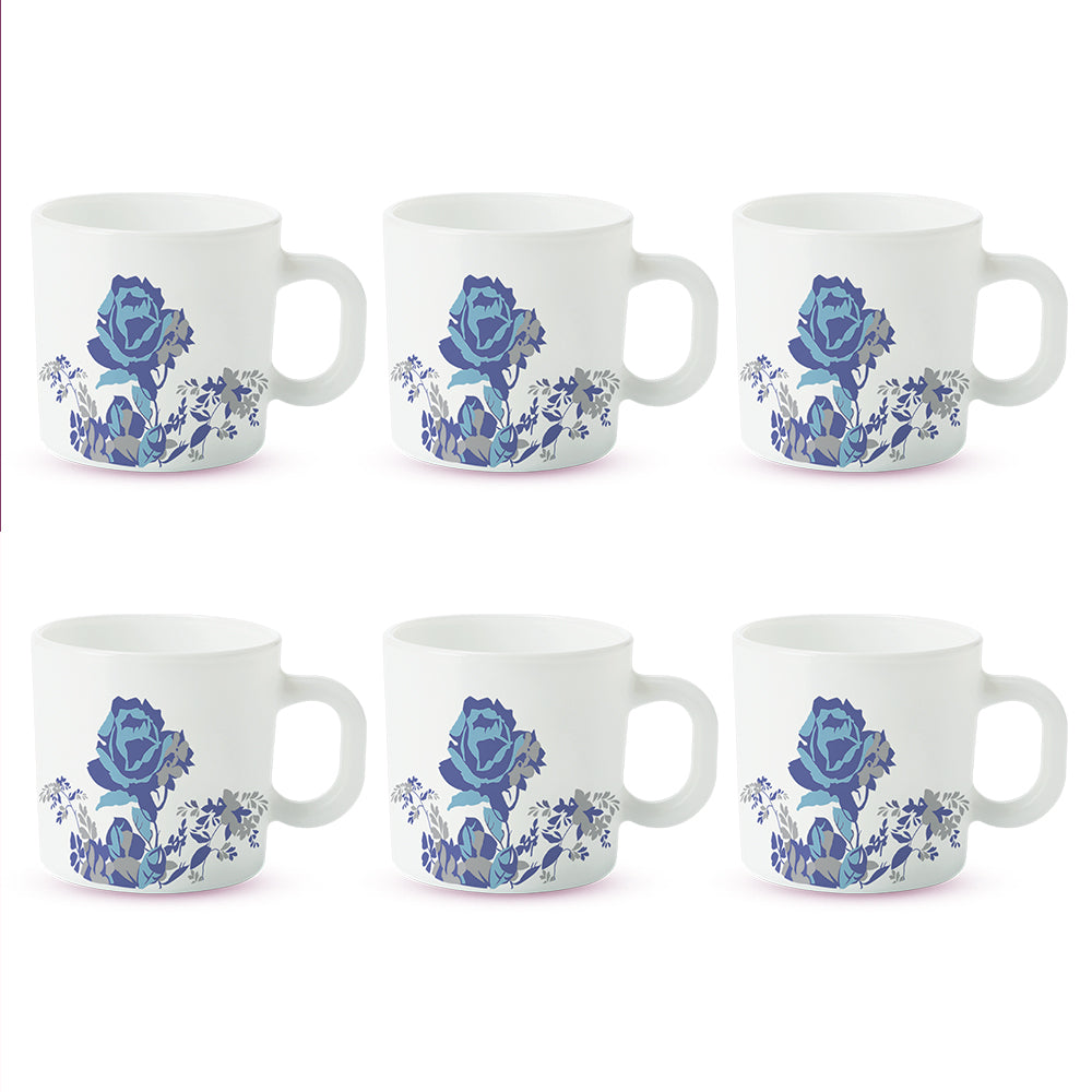 Larah by Borosil Blue Cascade Mug Set, 180ml x 12