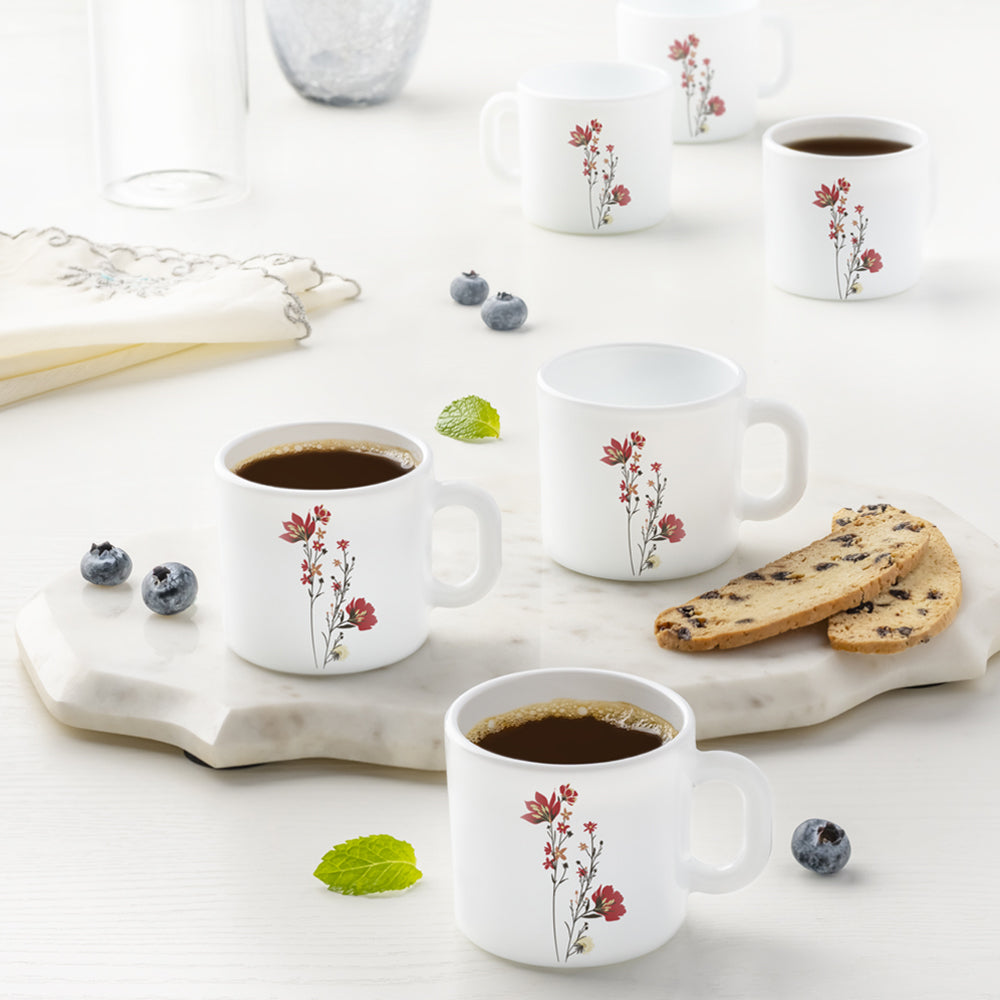 Larah by Borosil Chrys Red Mug Set, 240ml x 2