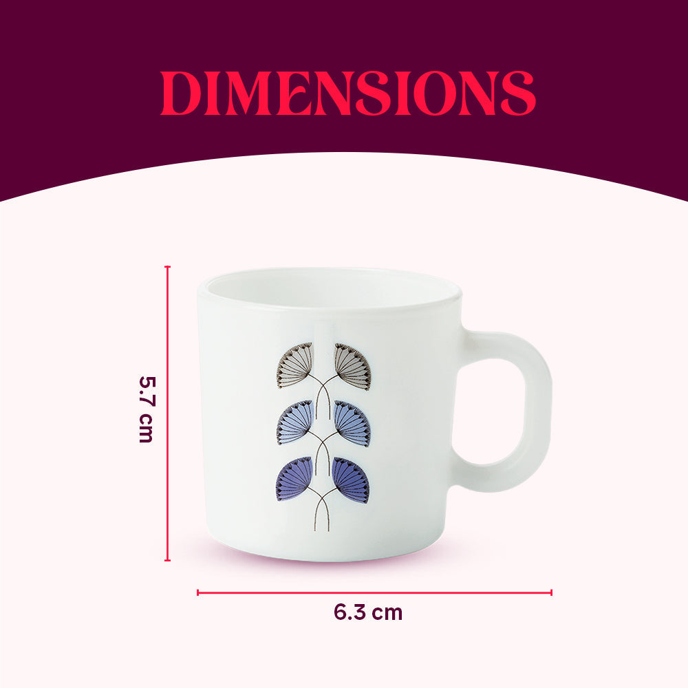 Larah by Borosil Floret Mug Set, 180ml x 12