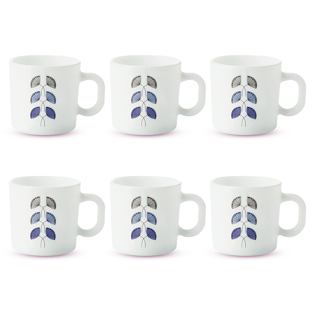 Larah by Borosil Floret Mug Set, 180ml x 12