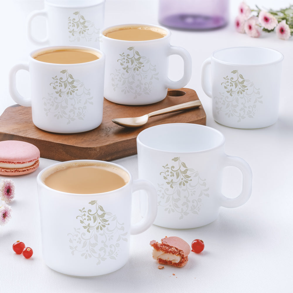 Larah by Borosil Ingot Mug Set, 180ml x 6