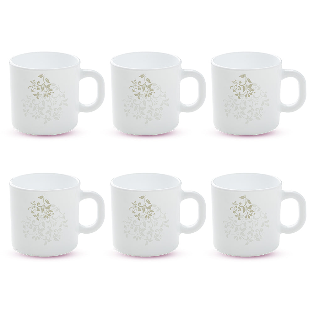 Larah by Borosil Ingot Mug Set, 180ml x 6