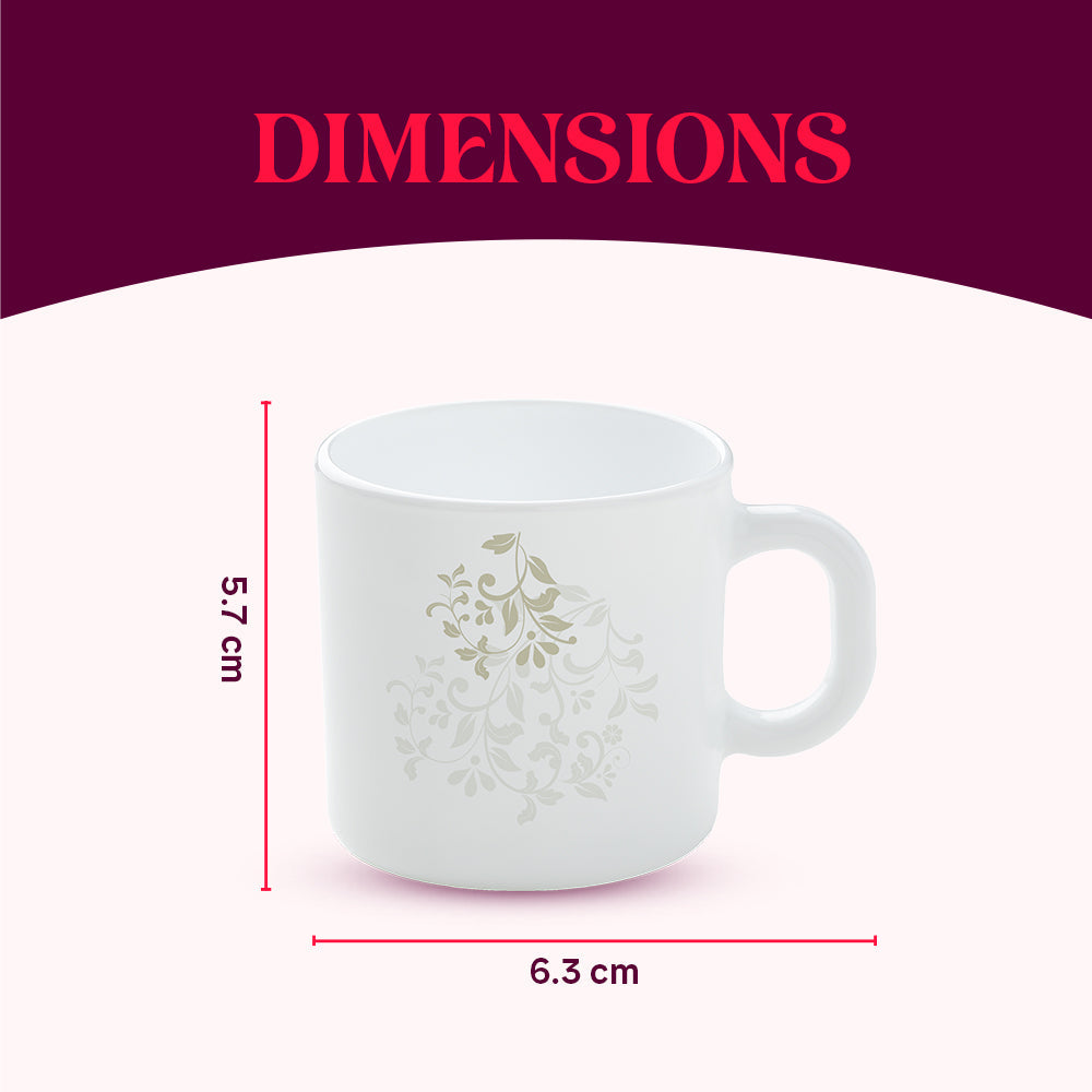 Larah by Borosil Ingot Mug Set, 180ml x 6