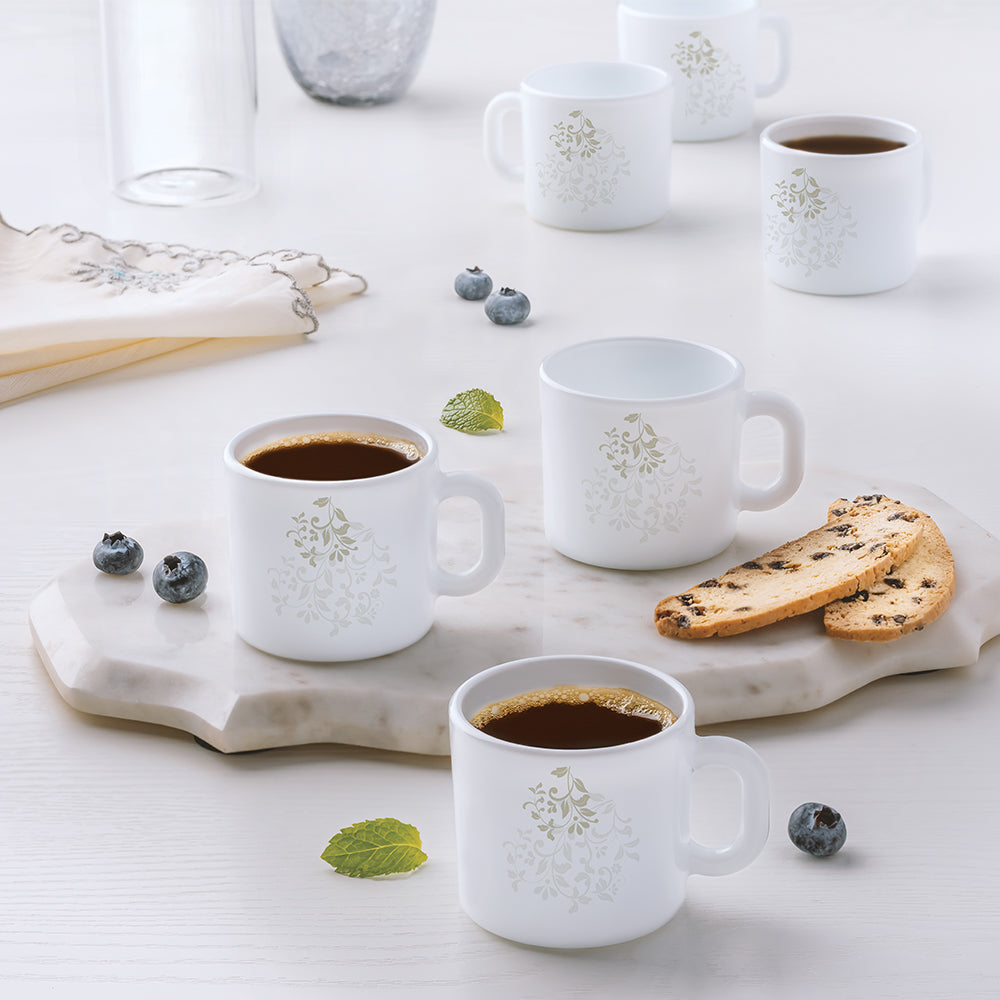 Larah by Borosil Ingot Mug Set, 180ml x 6