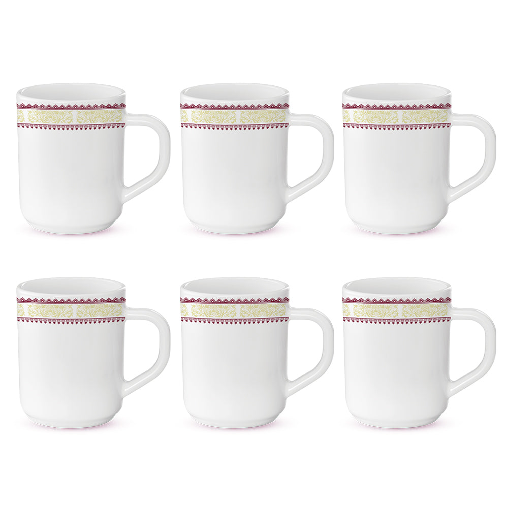Larah by Borosil Elega Mug Set, 320ml x 4