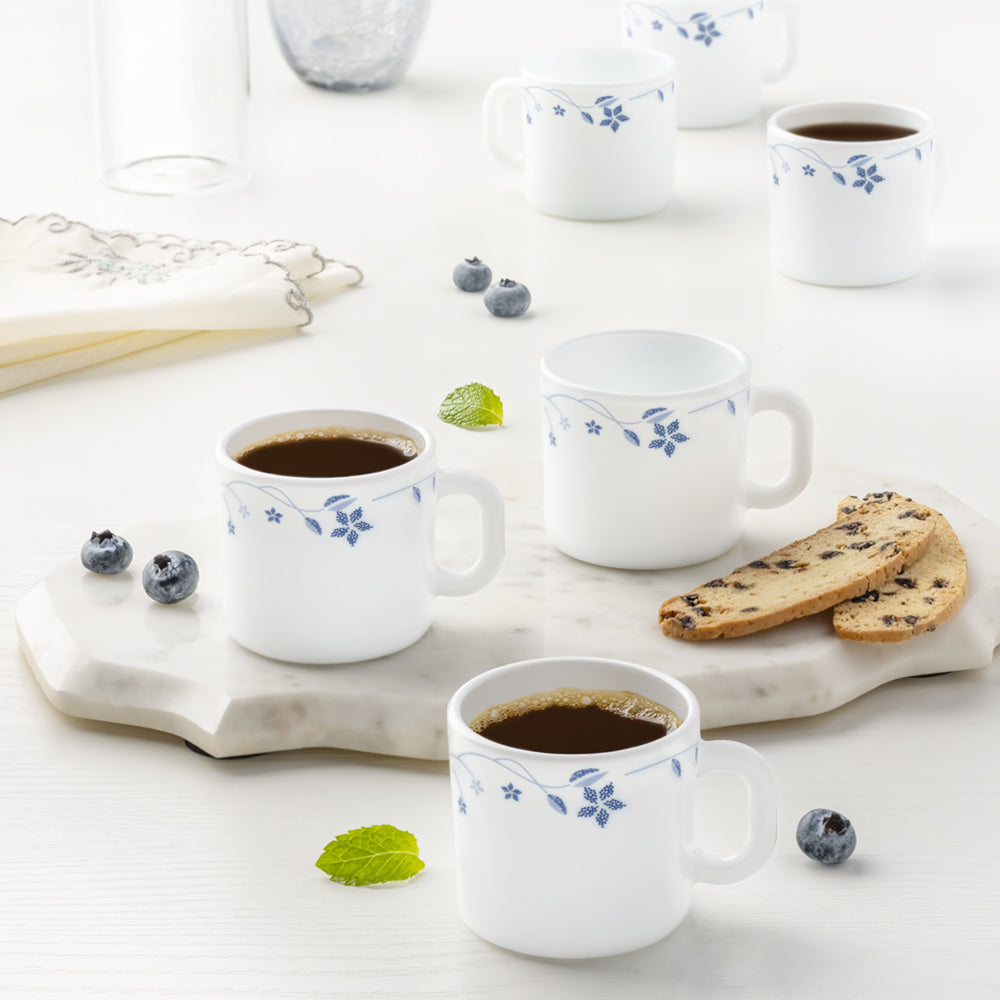 Larah by Borosil Flora Mug Set, 180ml x 6