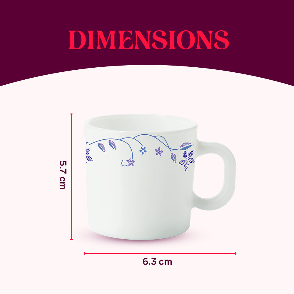 Larah by Borosil Flora Mug Set, 180ml x 6