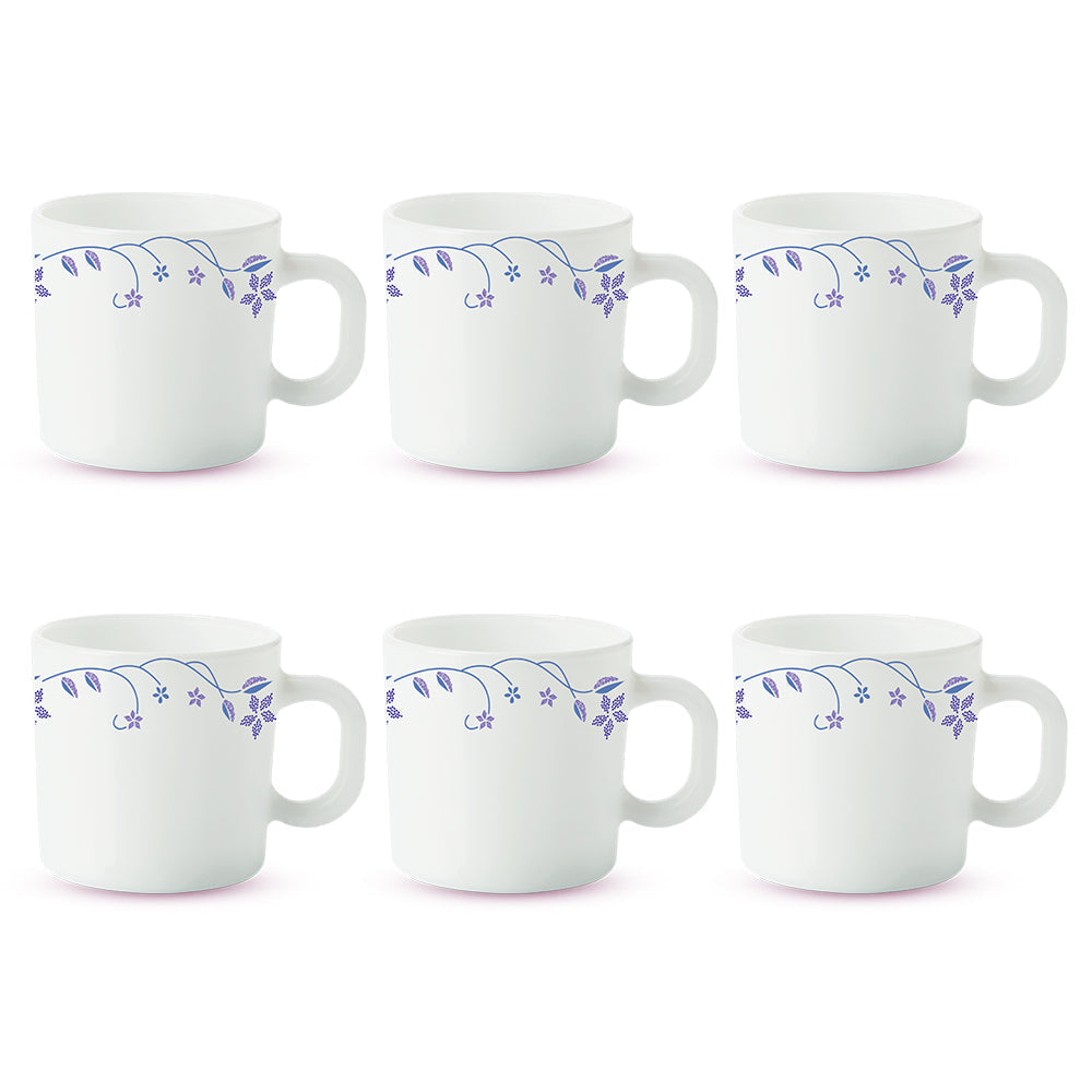 Larah by Borosil Flora Mug Set, 180ml x 6