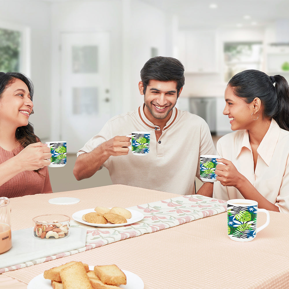 Larah by Borosil Forest Mug Set, 320ml x 4