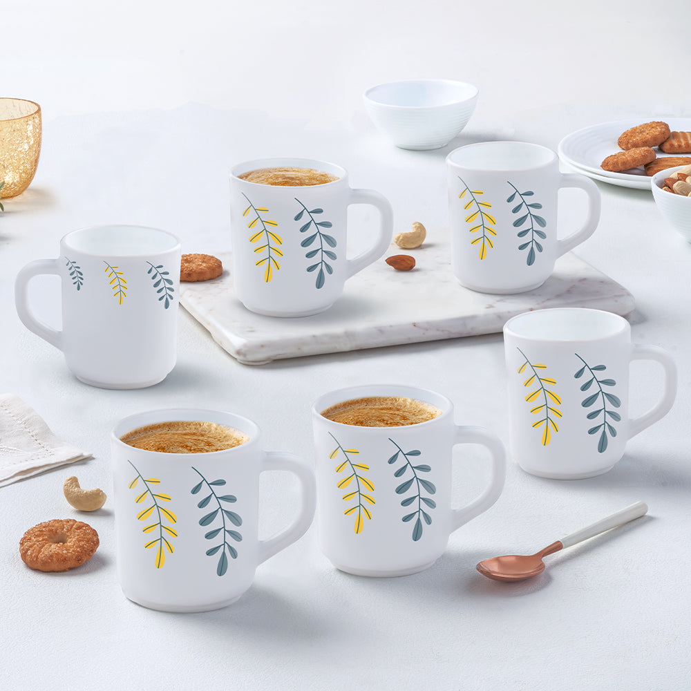 Larah by Borosil Niva Mug Set, 320ml x 4
